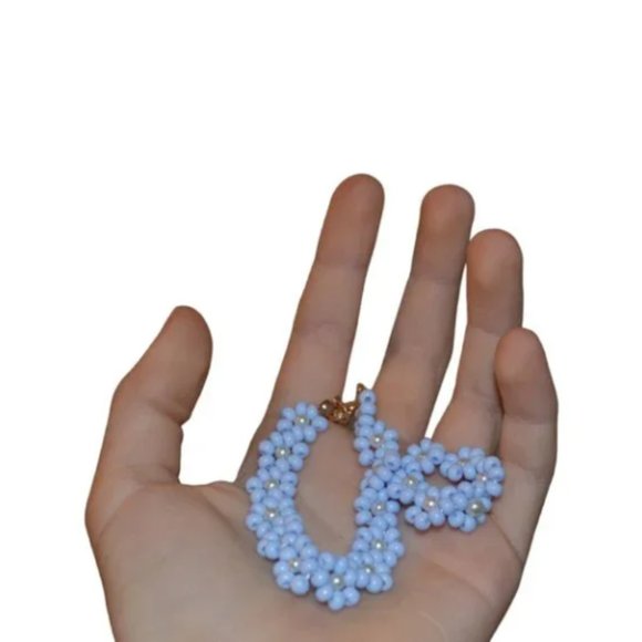 Handmade set of Ring & Bracelet Light Purple Seed Beaded Flowers - Picture 3 of 3